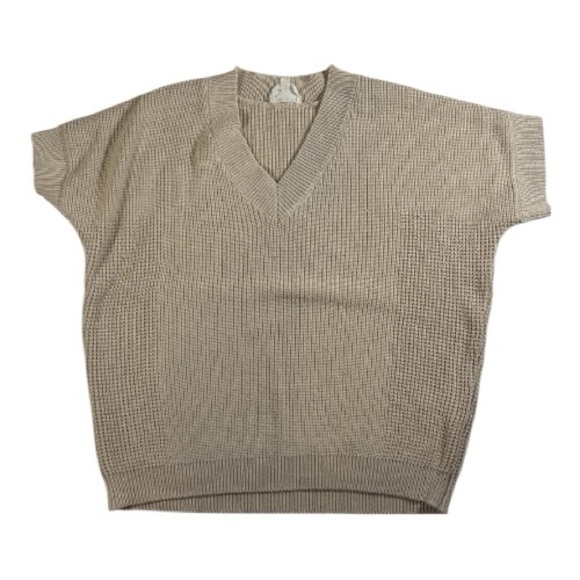 Maison 123 Sweaters - Maison 123 short sleeve Sweater Womens Size M gold thread Minimalist earthy